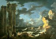 Leonardo Coccorante Port of Ostia During a Tempest oil on canvas